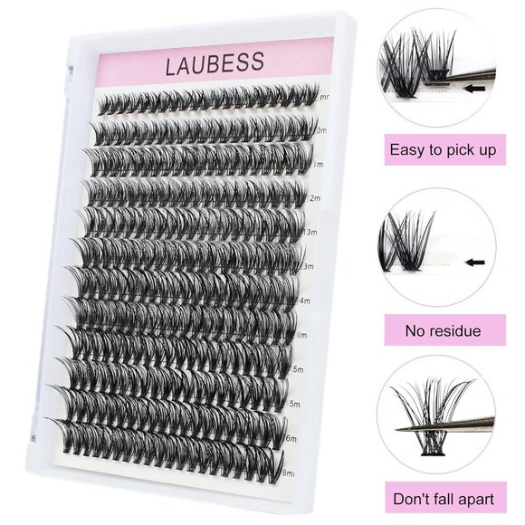240 pcs DIY Faux Mink Cluster Lashes 40D D Curl Mixed Tray - Elegant Extensions - Picture 7 of 7